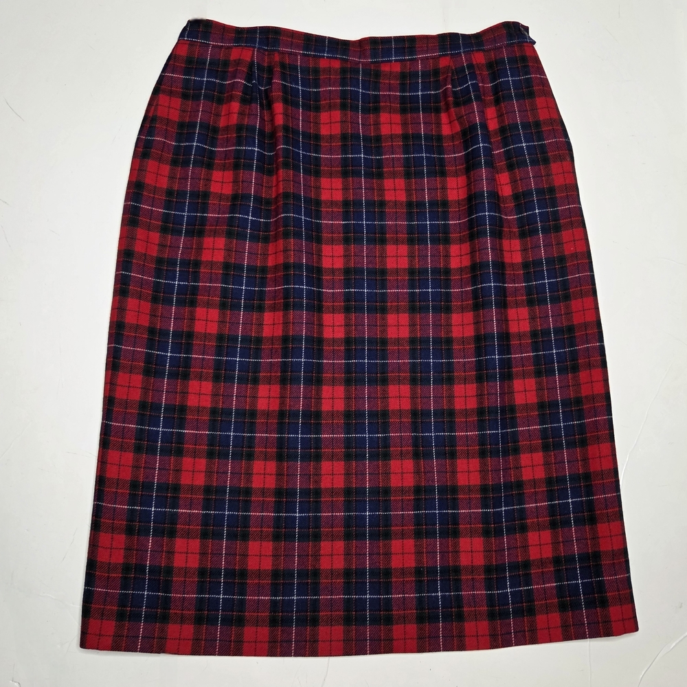Vintage Pendleton Manson Tartan Plaid Red Pencil Skirt  Wool Academia Preppy 16